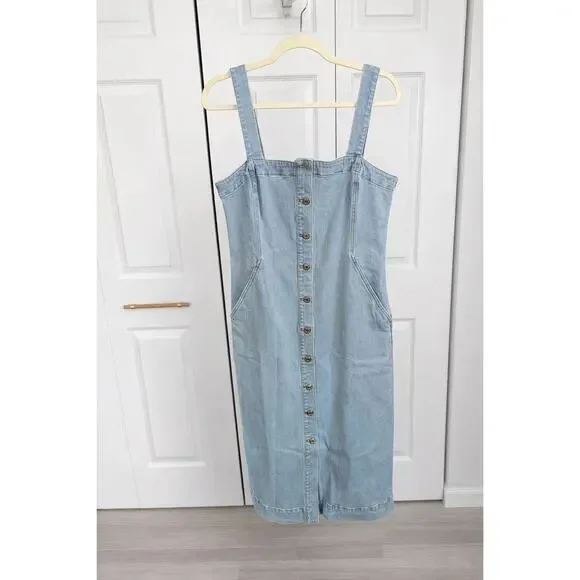 Club Monaco Denim Button Front Midi Dress Indigo Blue Size 10 NWT $249 Retail - Picture 6 of 11